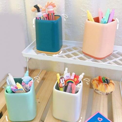 Lightweight Long Lifespan Two-color Stitching Desk Tidy Organizer Pen Pencil Storage Holder for Home