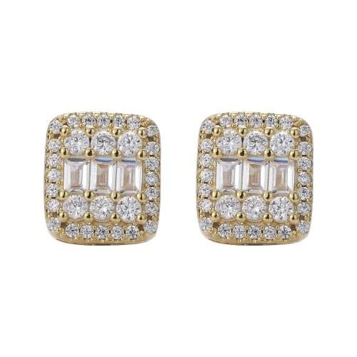 Hot sales Bling Bling Fashion Hip Hop Brass Earrings Fashion stud earrings E025