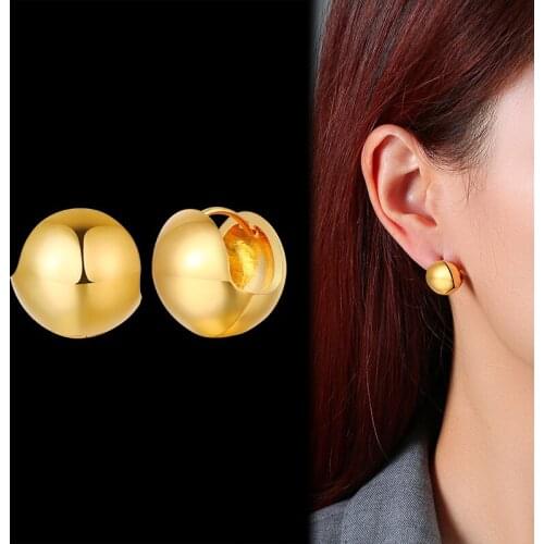 Chunky Round Ball Geometric Huggie Earrings Sphere Earrings, Ball Stud Earrings, Textured Gold Earrings for Women