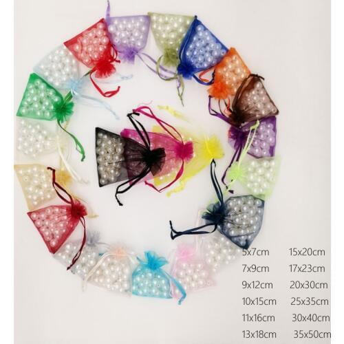 100pcs Organza Jewelry Bags Pouch 5x7cm Organza Drawstring Bag Wedding Candy Bag Jewelry Packaging Display Jewellery Bag Pouches