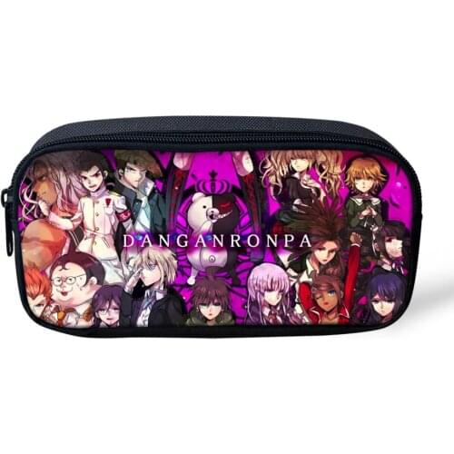 Cartoon Danganronpa Pattern Students Pencil Case Hot Anime Design Kids Stationery Storage Pockets School Supplies Mochila
