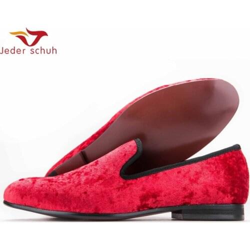 Jeder Schuh New Five Color Men New Velvet Flats Shoes Banquet And Prom Men Dress Shoes Fashion Smoking Slippers Male Loafers