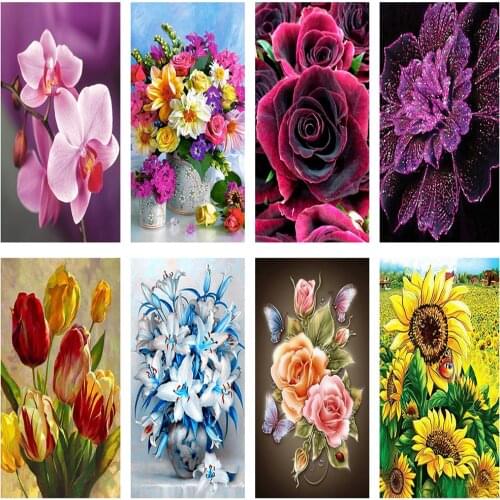 5D Diy Diamond Painting Flower Rose Cross Stitch Kit Full Drill Diamond Embroidery Mosaic Sunflower Picture Gift Home Wall Decor