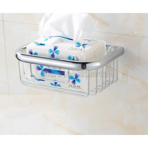 Wall Mount Bathroom Polished Chrome Finish Toilet Paper Holder Roll Holder Basket Wba535