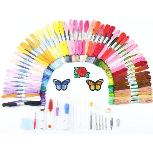 Embroidery Thread 100 Colors Embroidery Floss Cross Stitch Kit Premium Rainbow Embroidery DIY Threads Crafts Sewing Skein Tools