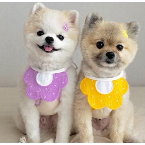 New Dog Bow Tie Lovely Collar Saliva Towel Bib Flower Knitted Handkerchief Pet Supply Handmade Flowers Necklace Bow Tie