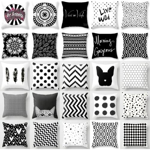 Brand New Simple Black White Geometry Cushion Case Hot Modern Nordic Decorative Pillows Case Livingroom Sofa Couch Throw Pillows