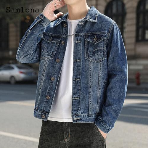 2021 Single Breasted Mens Demin Jackets Spring Lapel Collar retro Jacket Autumn Outerwear Fashion Men Clothing Plus Size S-5XL