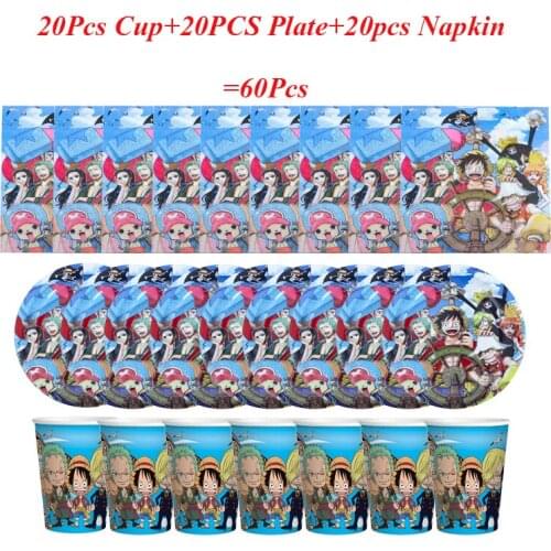 Hot Sale One Piece 60PCS/lot Family Party Disposable Tableware One Piece Birthday Party Baby Boy Shower Cup Plate Napkin Supply