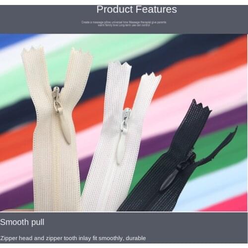 Wholesale 50Pcs/Lot White/Black/Off White Color 3# 20cm 25cm 30cm Nylon Invisible Zippers For Sewing Garment
