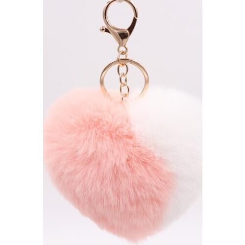 Color matching love bag pendant plush toy peach heart keychain car keychain lady purse bag charm