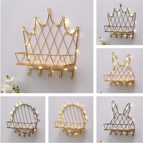 Eye-catching Attractive Large Capacity Exquisite Storage Shelf Holder Iron Wall Rack Exquisite for Living Room