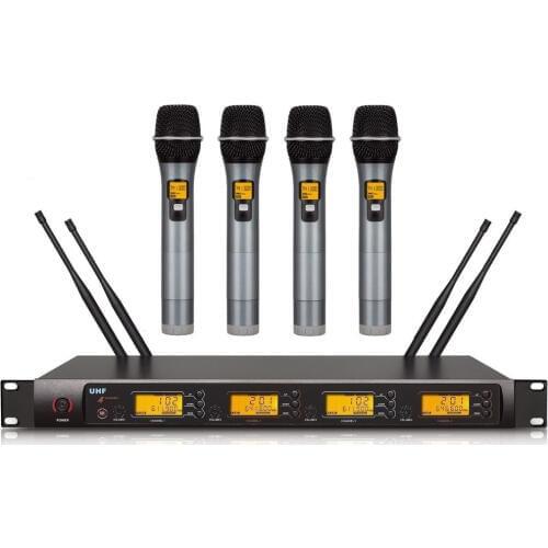 Bolymic professional 4 X 100 channels PLL cordless wireless microphone system
