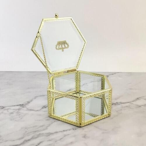 Nordic Geometric Transparent Glass Flower Room Glass Ring Box Wedding Ring Box Innovative Home Decoration Ornament Everlasting F