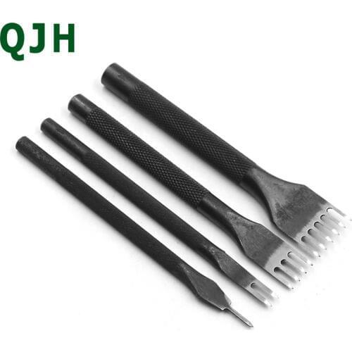 QJH 4mm Leathercraft Tools Hole Stitching Punching 1/2/4/6 Prong Punches Tools DIY Sewing Handmade Crafts Tools Home Decoration