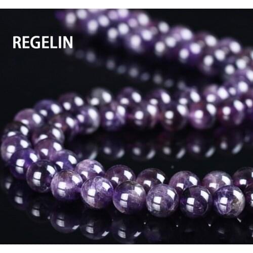 REGELIN Free Shipping AAAAA Quality Natural Stone Purple Amethysts Crystals Round Loose Beads 15" Strand 6-14MM Pick Size