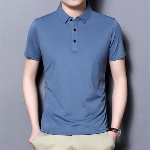 Fashion Slim Men Polo Shirt Black Short Sleeve Summer Thin Shirt Streetwear Striped Male Polo Shirt Clothing