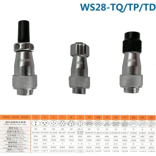 WS28 Aviation Plug Socket Mic Connector WS28-2 3 4 7 8 10 12 16 17 20 24 26 Pin