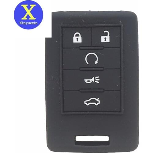 Xinyuexin Silicone Car Key Cover FOB Case For Cadillac SLS CTS ATS CTS SRX XTS Seville Escalade Smart Remote Key 6Button No Logo