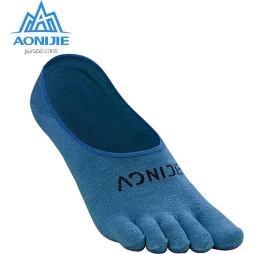 AONIJIE Marathon 1Pair Sports Invisible Five toes Socks Antiskid Low-cut Liners Socks For Barefoot Running Shoes