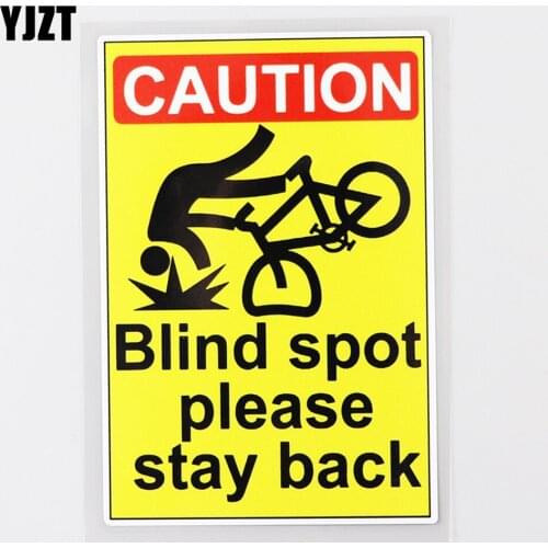 YJZT 8.9CM×13.4CM Caution Blind Spot Warning PVC Decal Car Sticker12C-0489