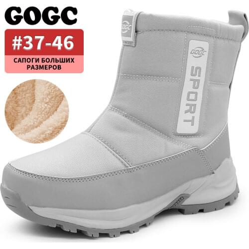 GOGC Winter Mens Hiking Boots Couple Snow Boots Plus Velvet Warm Side Zipper Outdoor Casual Short Boots Men Cotton Shoes G9962