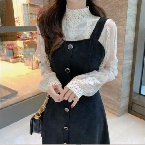 Winter Sundress Vintage Dress Sleeveless Suits Women Dresses Female Lace Blouse Suits Robe Femme Vestido Women Two Piece Outfits