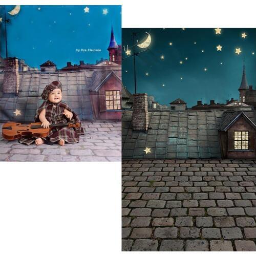 200x150cm(6.5x5ft) Baby Backdrops Background Fundo Night Sky Wooden Roof Backgrounds LK 3867