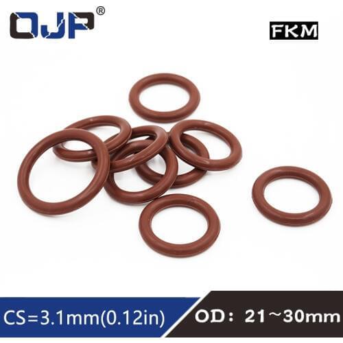3PCS/lot Fluorine rubber Ring Brown FKM O ring Seal CS:3.1mm OD21/22/23/24/25/26/27/28/29/30mm Rubber ORing Seal OilRing Gasket
