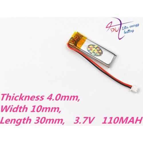 5 pcs 3.7V 110mAh JST ZH 1.5mm 2pin Lithium Polymer LiPo Rechargeable Battery 401030 For Mp3 GPS PSP bluetooth Headphone Headset