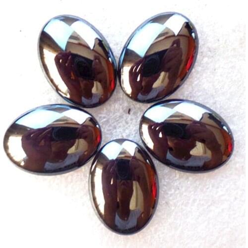 5 pieces/lot) Wholesale Natural Hematite Oval CAB CABOCHON 25x18mmFree Shipping Fashion Jewelry Z4794