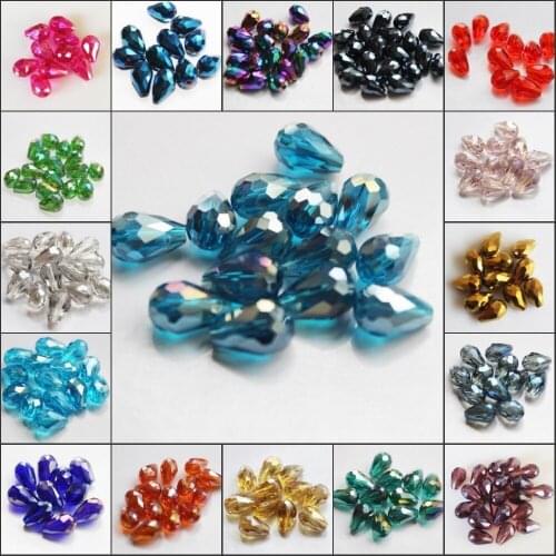 TOP quality 60pcs Wholesale Faceted Teardrop glass crystal Charm Loose Spacer beads 8x12mm you pick