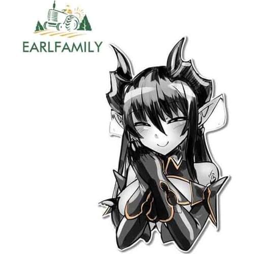 EARLFAMILY 13cm x 8.1cm for Cute Black Devil Girl Decoration Waterproof Car Stickers Cartoon Decal for Air Conditioner Trunk