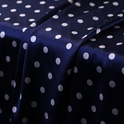Elasticity Mulberry Silk Satin Pure Real Fabric By The Meter Per for Clothes Dress Skirt Sewing Dots Printed Stretch Brocade