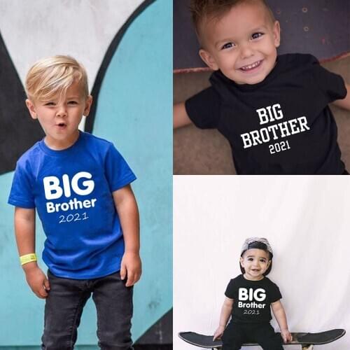 Big Brother 2021 Shirt Infant Toddler Big Brother Tshirt Big Bro 2021 Summer Short Sleeve Anouncement T-shirts Children Fashion