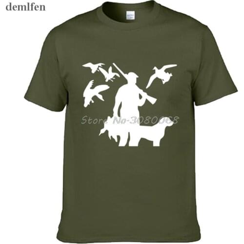 Summer Mens Fashion Short Sleeve Tee Tops New Hunter & Dog Print T-shirt Casual O-neck Cotton Tshirt Brand Clothing
