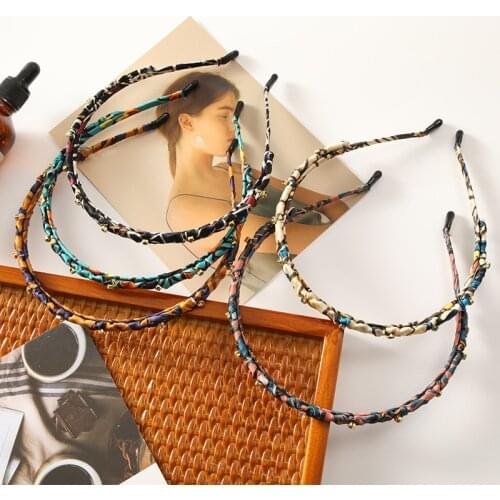 Floral Fabric Headband for Women 2021 New Korean Rhinestone Headband