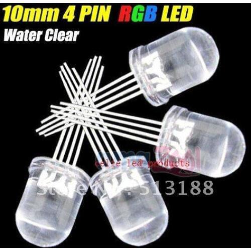 Quality 10mm 4 PIN Common Cathode/Anode RGB LED Water Clear Red/Green/Blue