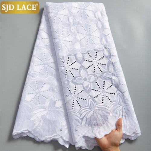 SJD LACE Everyone Sew African Dubai Style Cotton Lace Fabric High Quality Swiss Voile Lace In Switzerland For Daily Dress A2549
