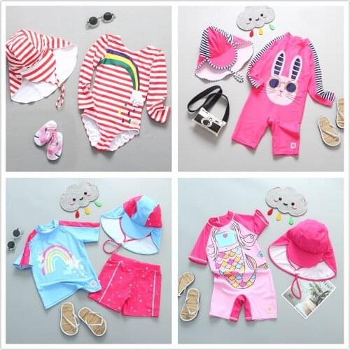 UPF50+ Girls Swimwear 1~10Y Infant Baby Girls Swimsuit High Quality Children Unicorn Swimsuit Kids Surfing suit Beach wear