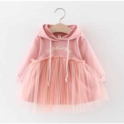 Cute Toddler Kids Long Sleeve Dresses for Girls Autumn Letter Hoodie Dress Princess Winter Party Dress Children Clothing