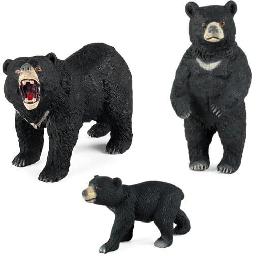 ABS Material Simulation Asian Solid Plastic Animal Black Bear Children Science And Education Toy Set Model Decoration