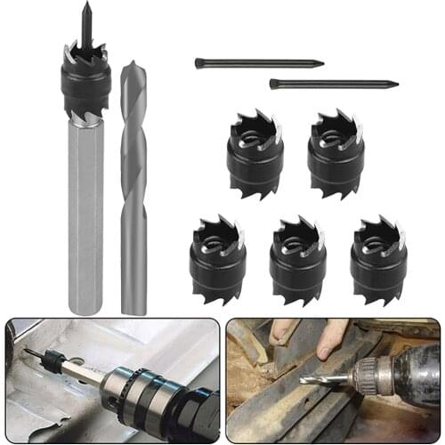 HSS Spot Welding Drill Set Spot Weld Cutter Drill Bit 8mm Twist Drill 3/8 Spot-welding Drill Center Drill Hole Saw Hexagon Shank