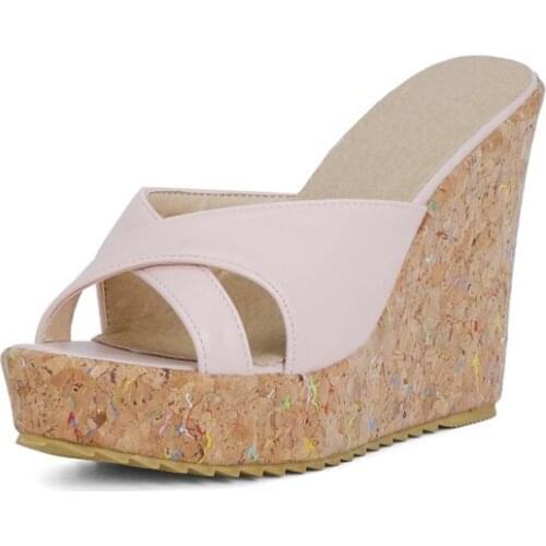 Chunky Zapatos Mujer Gladiator Sandals Women Wedge Pumps Buckle Strap Sexy Party Wedding High Heels 12cm Platform 3cm Shoes 8827