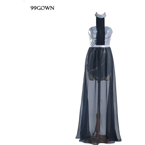 99GOWN Bridesmaids Dresses For Women Luxury Sequined Embroidery Sexy Halter Elegant Long Chiffon Brides Maid Dresses