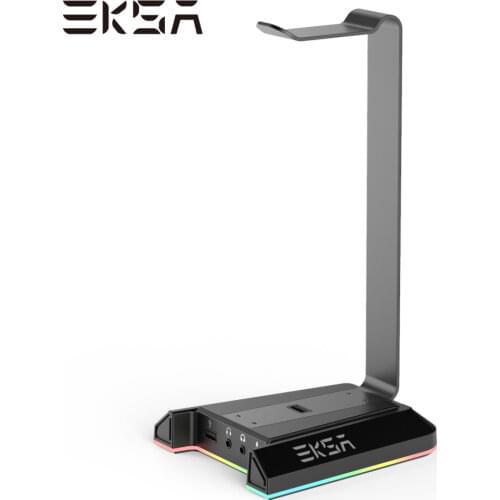 Headphones Stand EKSA W1 7.1Surround Gaming Headset Holder RGB with 2 USB and 3 3.5mm Ports for Gamer PC Accessories Desk