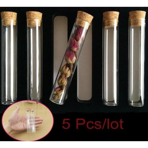 5 Pcs/lot Transparent Plastic Flat Bottom Test Tube With Cork Stoppers Empty Scented tea Tubes