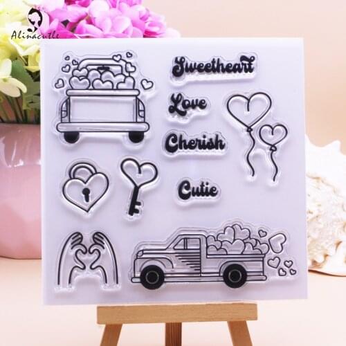 CLEAR STAMPS Sending Love Car Love Key DIY Scrapbooking Card Album Paper Craft Rubber Transparent Silicon Stamp Alinacutle