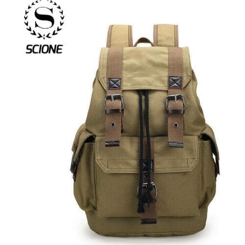 Scione Vintage Backpack For Men Women New Large Capacity Leisure Bag Travel Bag For School Students Mens Canvas Bucket bag