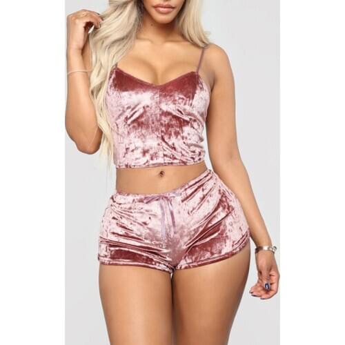 Sexy Lingerie Set Velvet Sleepwear Womens Pajama Set Sexy Temptation Babydoll Nightwear Cute Cami Top and Shorts Pijama Mujer